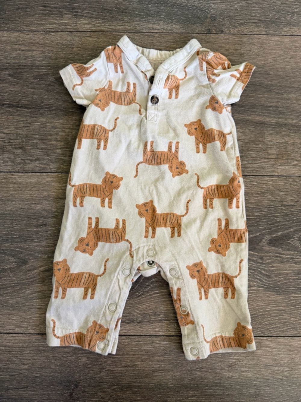 Newborn Neutral Tiger Print One-Piece Romper